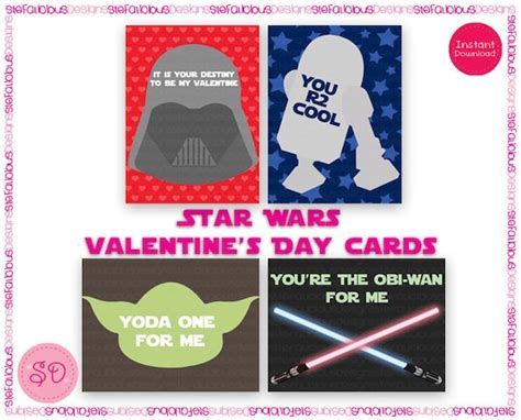 printable star wars valentines day cards  stefaliciousdesigns