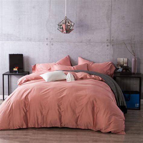 2017 New Solid Pink Bedding Sets 4pcs Queen King Size Duvet Cover Set