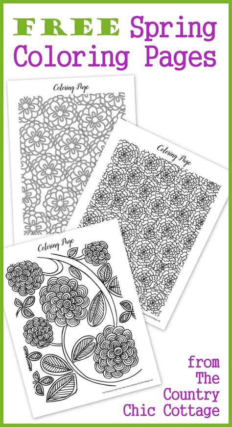 spring coloring pages  adults  country chic cottage
