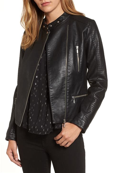 Women S Halogen Quilted Faux Leather Moto Jacket Size X Large Black