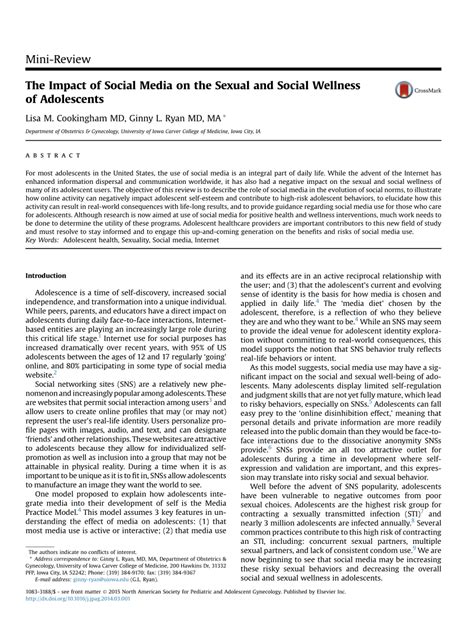 pdf the impact of social media on the sexual and social wellness of