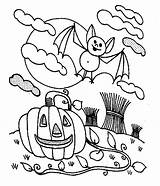 Coloring Pages Halloween Kids Colouring Print Pumpkin Bats sketch template