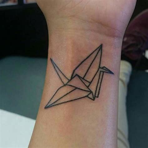 origami crane tattoo   wrist