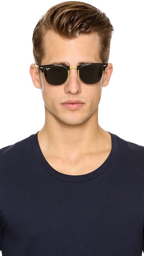 ray ban clubmaster sunglasses in metallic for men lyst