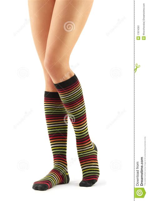 legs long female in striped socks stock image image of girl legs