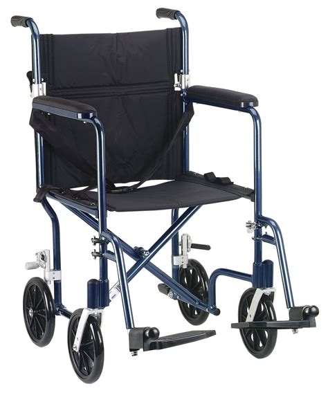 drive medical flyweight lightweight folding transport wheelchair  blue frame black