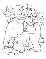 Coloring Elephant Riding Boy Elmer Pages Comments Kids sketch template