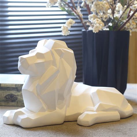 resin geometry abstract lion figurines home decor crafts room decoration objects vintage