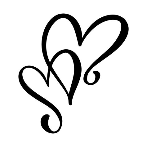 calligraphic love hearts design  vector art  vecteezy