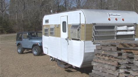 field   garage bringing  vintage trailer project home rv   mark polk