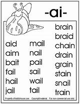 Phonics Worksheets Ai Long Words Sound Activities Snails Kindergarten Coloring Kiddyhouse Grade Snail Vowel Sounds Reading Ay Worksheet Vowels Color sketch template