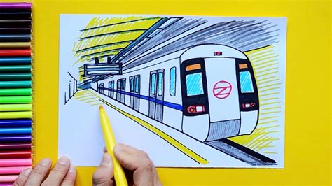 draw delhi metro subway train  station art artforall
