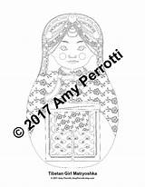 Matryoshka Tibetan Coloring Doll Traditional Printable Dress Amyperrotti sketch template