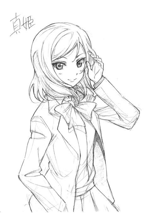 anime girl  headphones coloring pages