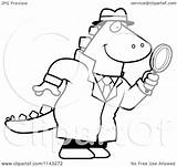 Cartoon Detective Dinosaur Using Coloring Magnifying Glass Clipart Outlined Vector Thoman Cory Regarding Notes sketch template