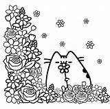 Pusheen Gato Gatos Animales Faciles Malvorlagen Stampare Rosas Pushin Cartoon Gatitos Huele Jardín Katze Raskrasil sketch template