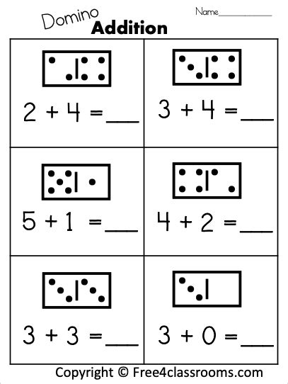 digit addition  dominos  worksheets freeclassrooms
