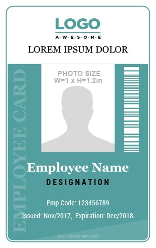 10 Amazing Employee Vertical Size Id Cards For Free Microsoft Word Id