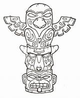 Totem Pole American Tattoo Coloring Poles Drawing Native Animal Indian Pages Tiki Totems Choose Board sketch template