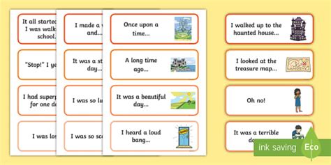narrative starter cards story starters  sentences