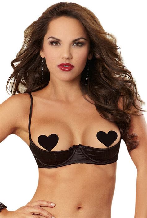 Dreamgirl Black Satin Open Cup Underwire Bra Top Ebay