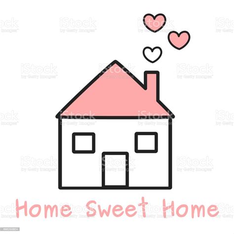 cute lovely black white and pink home with hearts cartoon