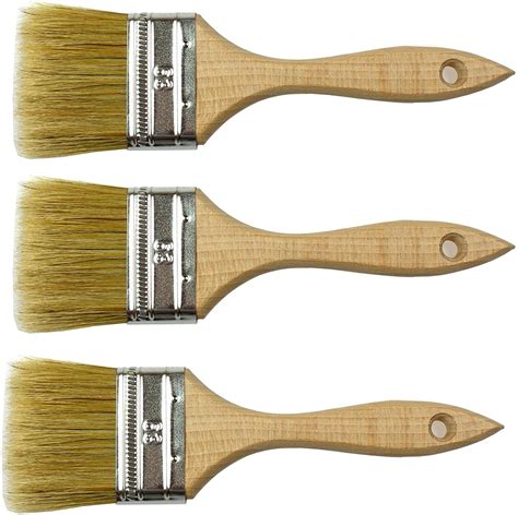 pack chip paint brush natural bristles wooden handle flat brushes set     paint