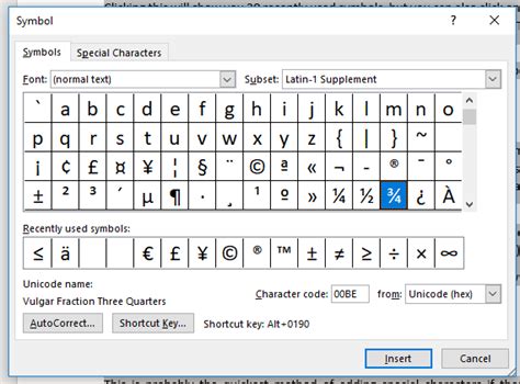 symbols  special characters  microsoft word