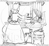 Cooking Coloring Outline Woman Clipart Illustration Royalty Bannykh Alex Rf 2021 sketch template