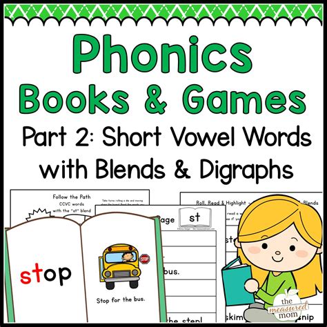 phonics books games short vowel words  blends digraphs  measured mom