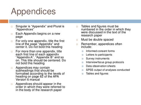 appendix format template business