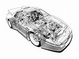 Pontiac Fiero Sd4 Cutaway Drawing Tags Sports Car sketch template