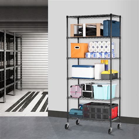 langria  tier wire shelving garage shelving storage rack metal shelves   rolling swivel