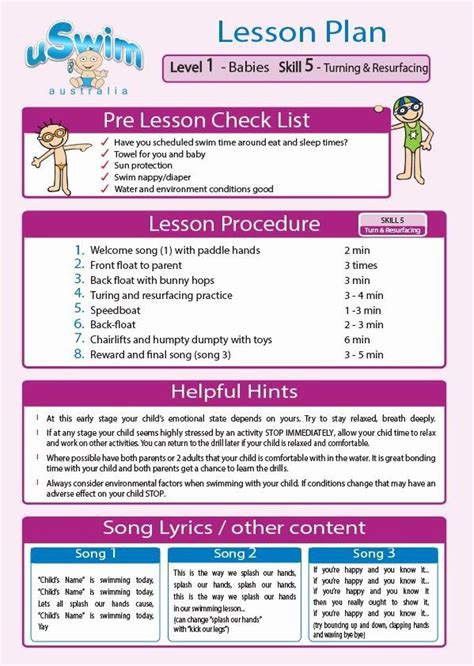 swim lesson plan template lovely  images  uswim lesson plans