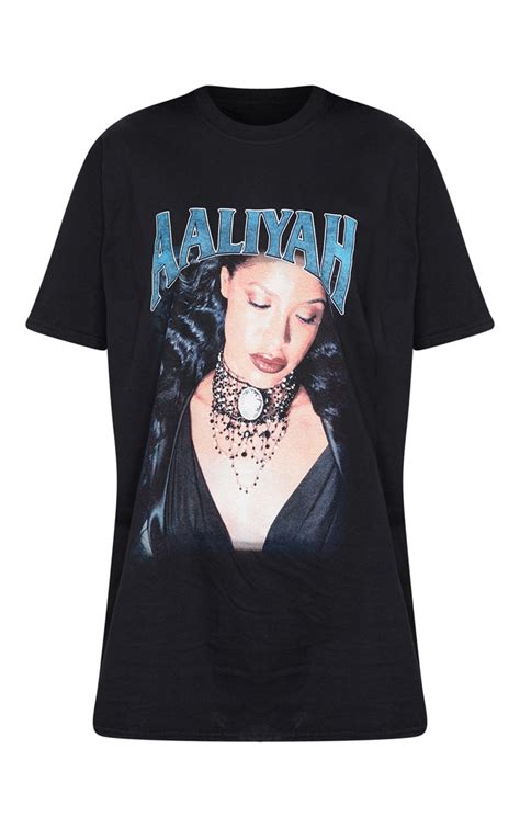 black aaliyah printed t shirt tops prettylittlething usa