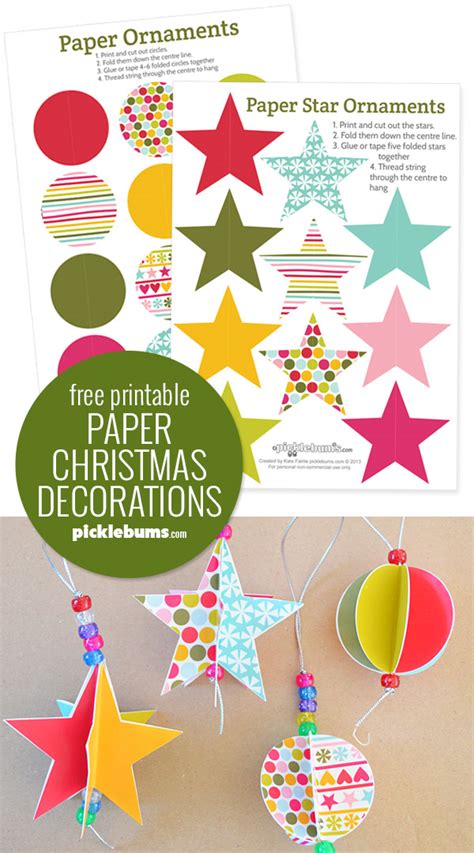 star  circle paper christmas decorations  printable