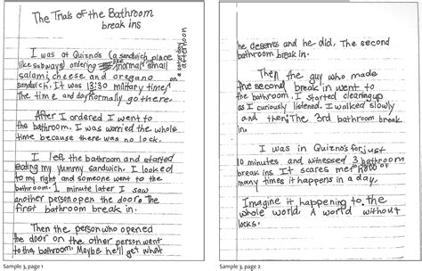 middle school writing samples student writing samples  analysis
