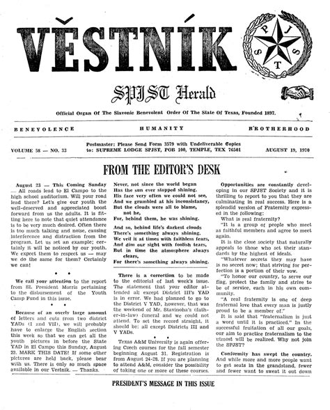 věstník west tex vol 58 no 33 ed 1 wednesday august 19 1970 the portal to texas