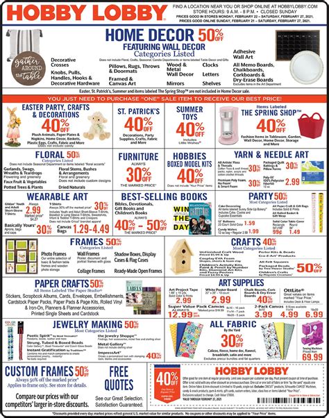 hobby lobby current weekly ad   frequent adscom