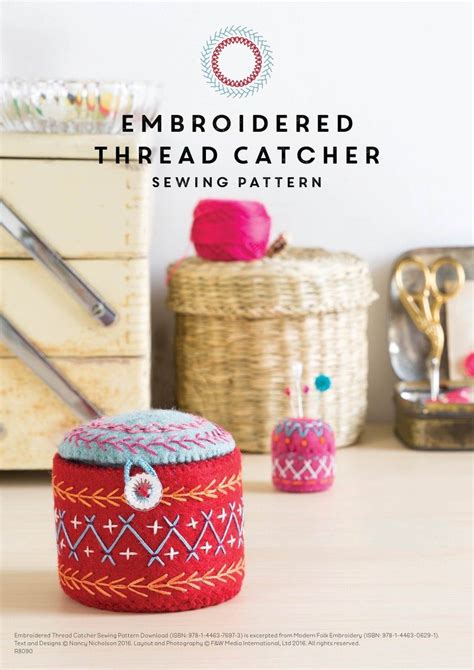 embroidered thread catcher sewing pattern  etsy thread