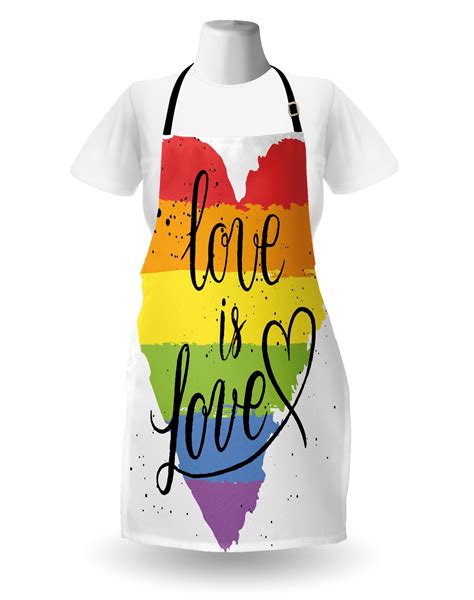 Ambesonne Pride Apron Lgbt Gay Lesbian Parade Love Is Love Hand