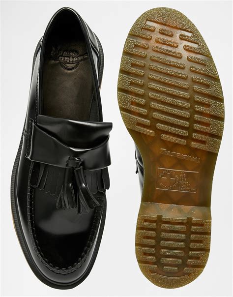dr martens leather adrian tassel loafers  black  men lyst