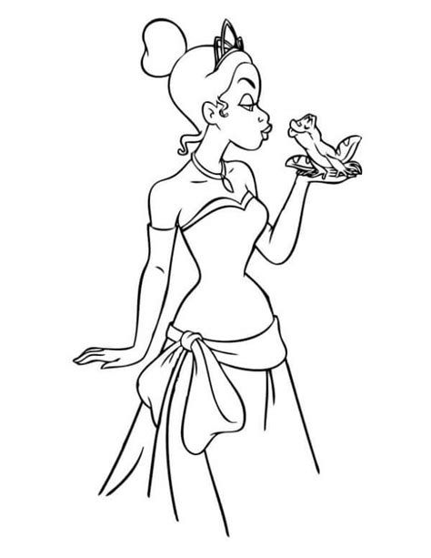 tiana holding frog coloring page  print  color