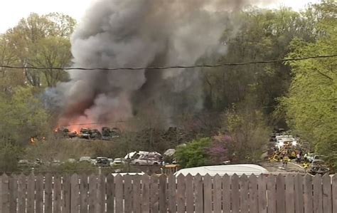 at least 80 cars on fire at franklin salvage yard small air quality