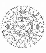 Mandala Mandalas Hearts Coloring Pages Color Adults Relaxation Valentine sketch template