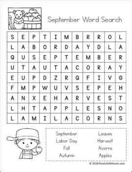 printable september word search printable puzzle  kids