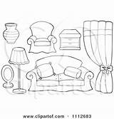 Outlined Curtains Housework Quiet Muebles sketch template