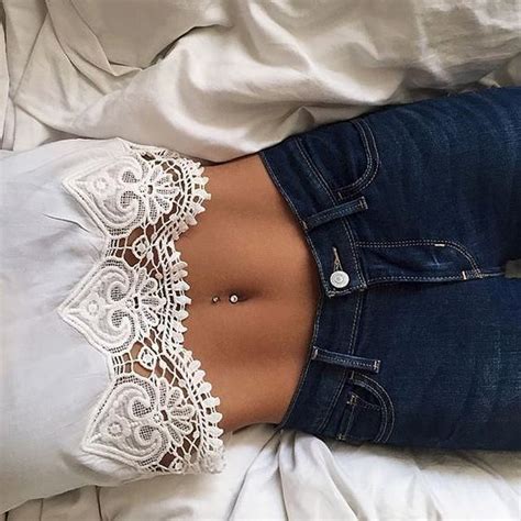 Lace Crop Top Belly Button Piercing Dream Body