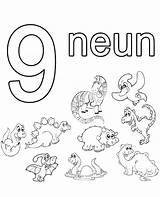 German Neun Coloring Numbers sketch template