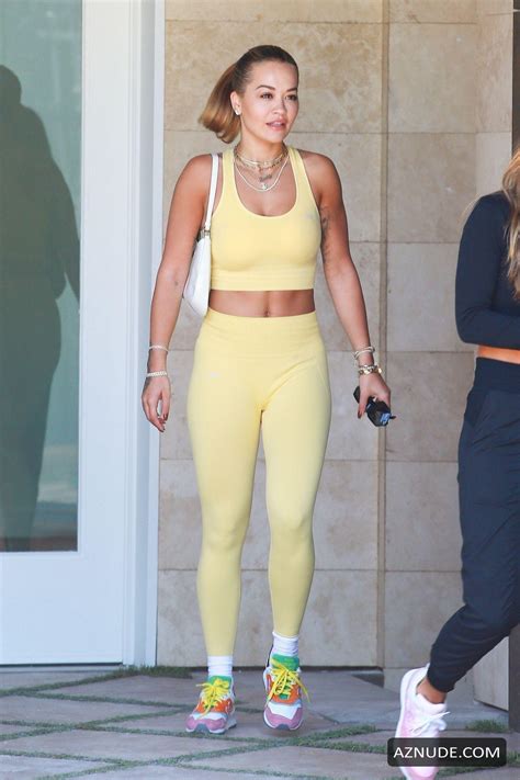 rita ora sexy flaunts her sensational physique in all yellow gym wear